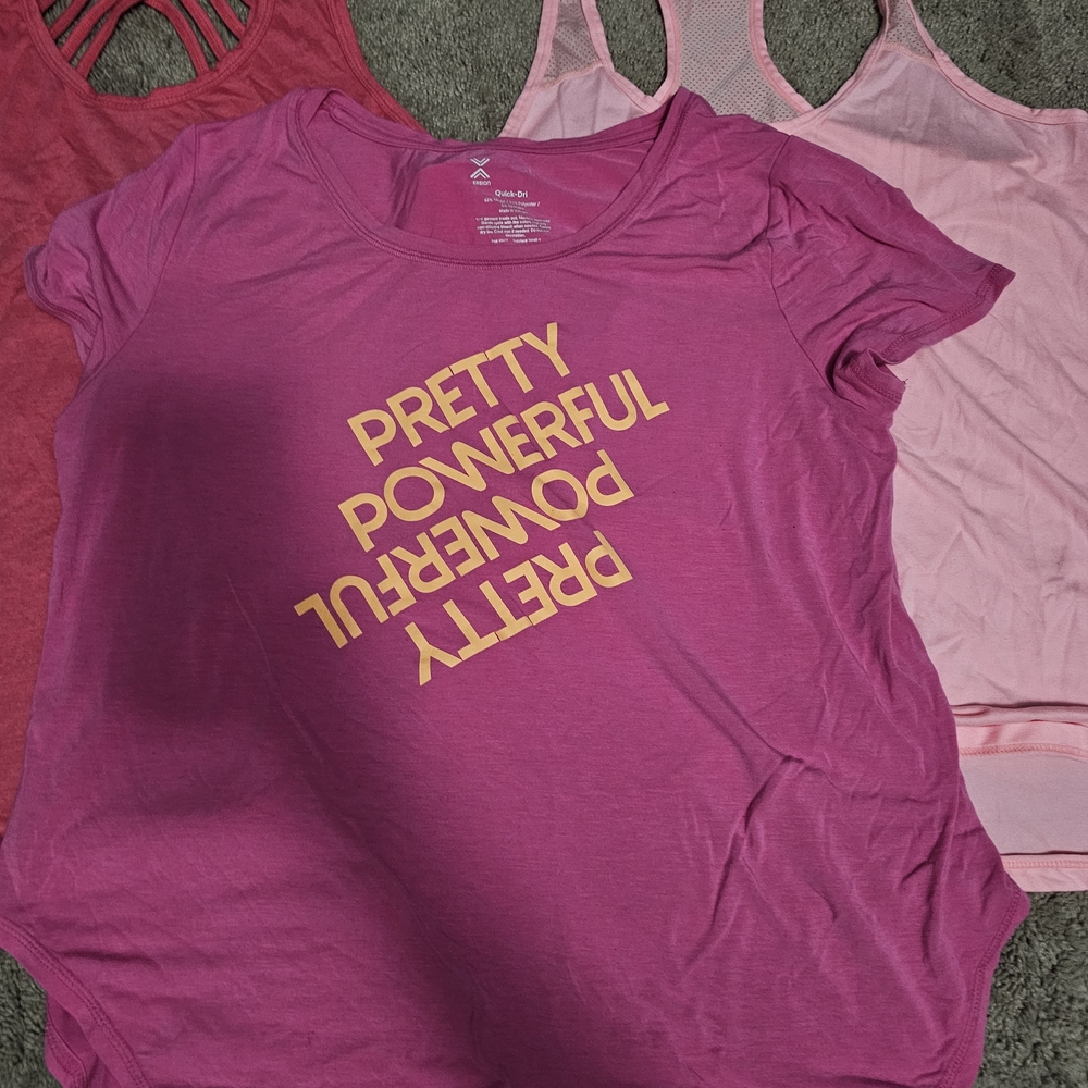 3 Pink Women's Workout Tops Sz L